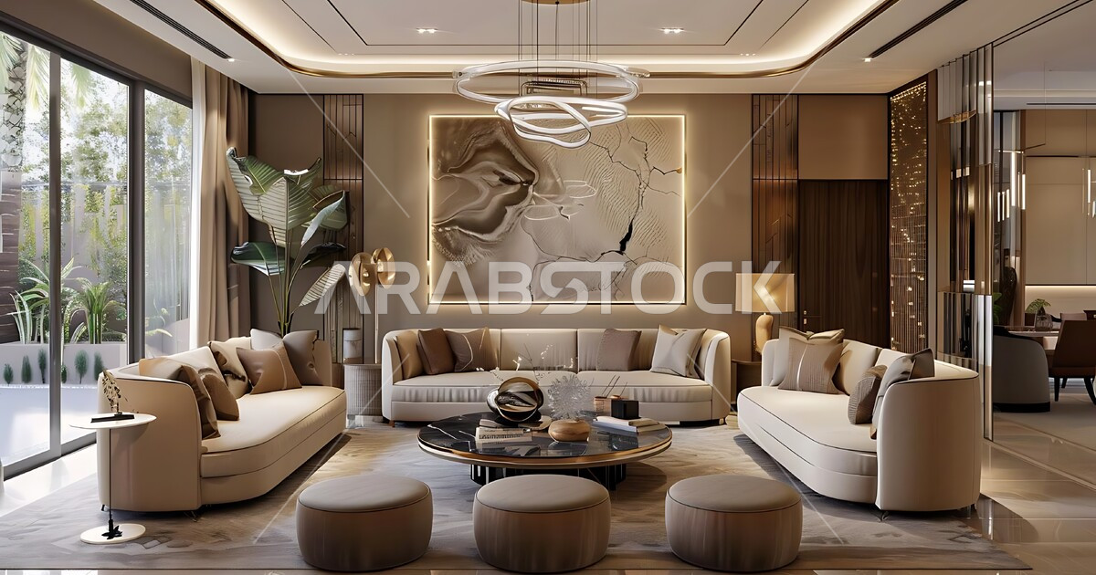 التصاميم الداخلية لغرف الجلوس على الطراز الحديث، غرفة معيشة مع أثاث ...