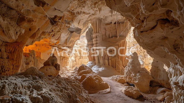  التضاريس والتكوينات الصخرية في جبال القارة، القمم والمرتفعات الجبلية في مدينة الاحساء، كهف تكون بفعل العوامل الطبيعية، المعالم التاريخية الأثرية القديمة في المملكة العربية السعودية