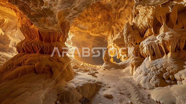 The ancient historical monuments in the Kingdom of Saudi Arabia, the terrain and rock formations in the Qara Mountains, the mountains and mountain heights of Al-Ahsa, a cave that is due to natural factors