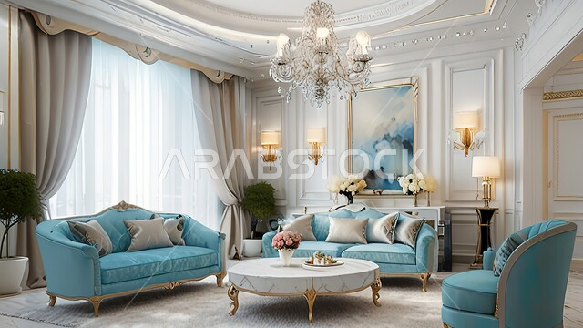 غرفة معيشة بديكورات عصرية, الأناقة في تناسق الألوان, مفروشات وأثاث فاخر, الاكسسوارات والزينة الحديثة, التصاميم الهندسية الجديدة للفنادق والمنتجعات في المملكة العربية السعودية