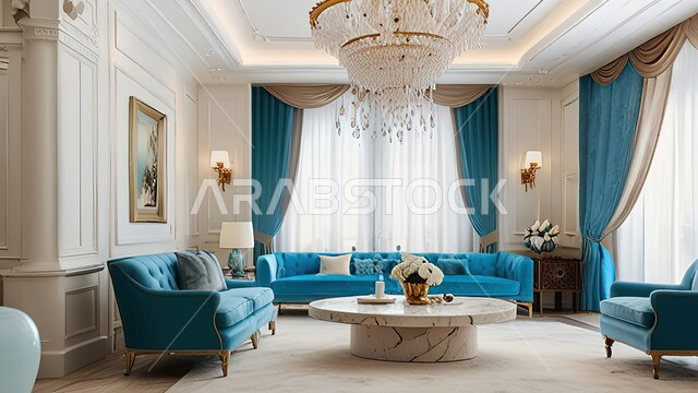 الأناقة في تناسق الألوان, غرفة معيشة بديكورات عصرية, مفروشات وأثاث فاخر, الاكسسوارات والزينة الحديثة, التصاميم الهندسية الجديدة للفنادق والمنتجعات في المملكة العربية السعودية