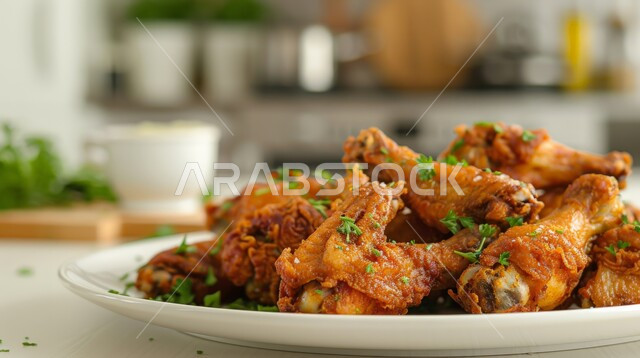 Fried Chicken Wings in a Cozy Kitchen Setting