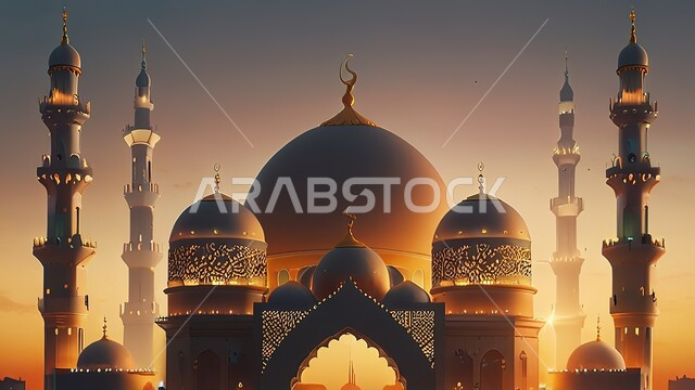 القبب العريقة والمآذن الشامخة, الفن الهندسي المعماري لبناء المساجد في المملكة العربية السعودية, المعالم الدينية الإسلامية المقدسة, مجسم ثلاثي الأبعاد لمسجد تم تصميمه على الطراز الاسلامي, أداء الفرائض والصلوات والتقرب إلى الله