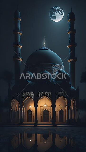 أماكن لأداء الفرائض والصلوات والتقرب إلى الله، مجسم ثلاثي الأبعاد لمسجد بتصاميم على الطراز الاسلامي، الفن الهندسي المعماري لبناء المساجد في المملكة العربية السعودية، المعالم الدينية الإسلامية المقدسة، القبب والمآذن الشامخة