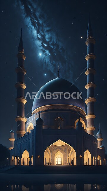 أماكن لأداء الفرائض والصلوات والتقرب إلى الله، مجسم ثلاثي الأبعاد لمسجد بتصاميم على الطراز الاسلامي، الفن الهندسي المعماري لبناء المساجد في المملكة العربية السعودية، المعالم الدينية الإسلامية المقدسة، القبب والمآذن الشامخة