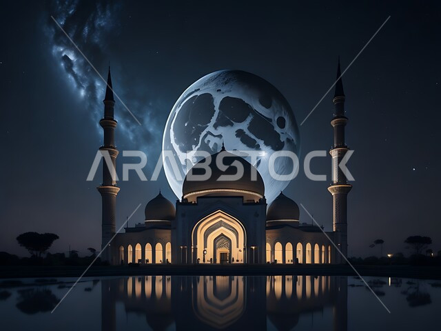 أماكن لأداء الفرائض والصلوات والتقرب إلى الله، مجسم ثلاثي الأبعاد لمسجد بتصاميم على الطراز الاسلامي، الفن الهندسي المعماري لبناء المساجد في المملكة العربية السعودية، المعالم الدينية الإسلامية المقدسة، القبب والمآذن الشامخة