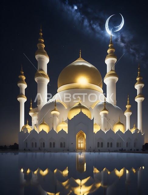 أماكن لأداء الفرائض والصلوات والتقرب إلى الله، مجسم ثلاثي الأبعاد لمسجد بتصاميم على الطراز الاسلامي، الفن الهندسي المعماري لبناء المساجد في المملكة العربية السعودية، المعالم الدينية الإسلامية المقدسة، القبب والمآذن الشامخة