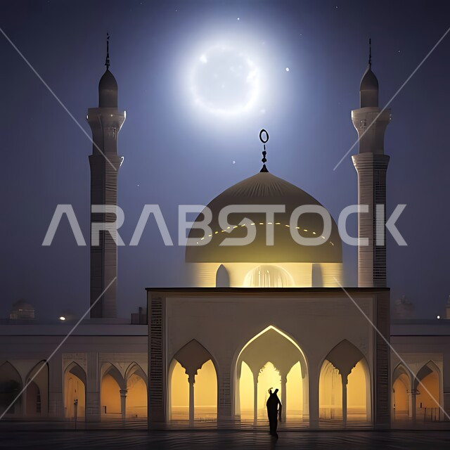  القبب والمآذن الشامخة, أداء الفرائض والصلوات والتقرب إلى الله، مجسم ثلاثي الأبعاد لمسجد بتصاميم على الطراز الاسلامي، الفن الهندسي المعماري لبناء المساجد في المملكة العربية السعودية، المعالم الدينية الإسلامية المقدسة