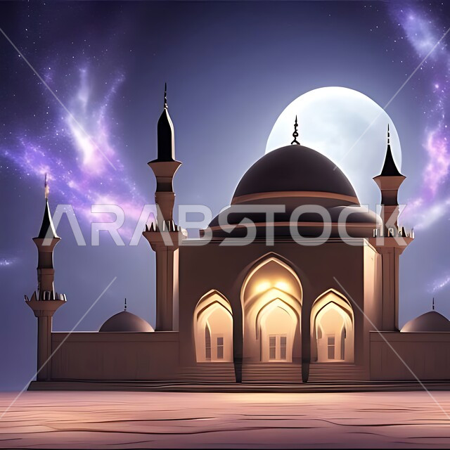  القبب والمآذن الشامخة, أداء الفرائض والصلوات والتقرب إلى الله، مجسم ثلاثي الأبعاد لمسجد بتصاميم على الطراز الاسلامي، الفن الهندسي المعماري لبناء المساجد في المملكة العربية السعودية، المعالم الدينية الإسلامية المقدسة