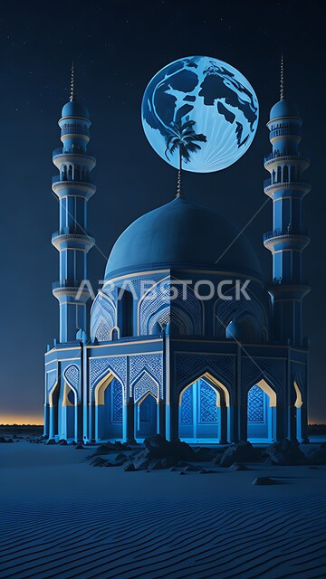  القبب والمآذن الشامخة, أداء الفرائض والصلوات والتقرب إلى الله، مجسم ثلاثي الأبعاد لمسجد بتصاميم على الطراز الاسلامي، الفن الهندسي المعماري لبناء المساجد في المملكة العربية السعودية، المعالم الدينية الإسلامية المقدسة