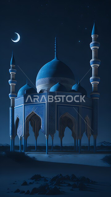  القبب والمآذن الشامخة, أداء الفرائض والصلوات والتقرب إلى الله، مجسم ثلاثي الأبعاد لمسجد بتصاميم على الطراز الاسلامي، الفن الهندسي المعماري لبناء المساجد في المملكة العربية السعودية، المعالم الدينية الإسلامية المقدسة