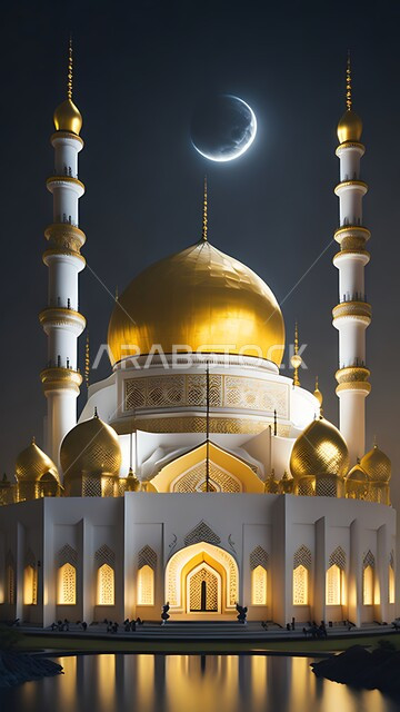  القبب والمآذن الشامخة, أداء الفرائض والصلوات والتقرب إلى الله، مجسم ثلاثي الأبعاد لمسجد بتصاميم على الطراز الاسلامي، الفن الهندسي المعماري لبناء المساجد في المملكة العربية السعودية، المعالم الدينية الإسلامية المقدسة