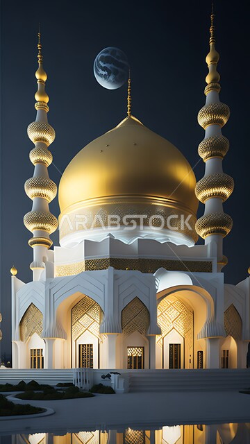  القبب والمآذن الشامخة, أداء الفرائض والصلوات والتقرب إلى الله، مجسم ثلاثي الأبعاد لمسجد بتصاميم على الطراز الاسلامي، الفن الهندسي المعماري لبناء المساجد في المملكة العربية السعودية، المعالم الدينية الإسلامية المقدسة