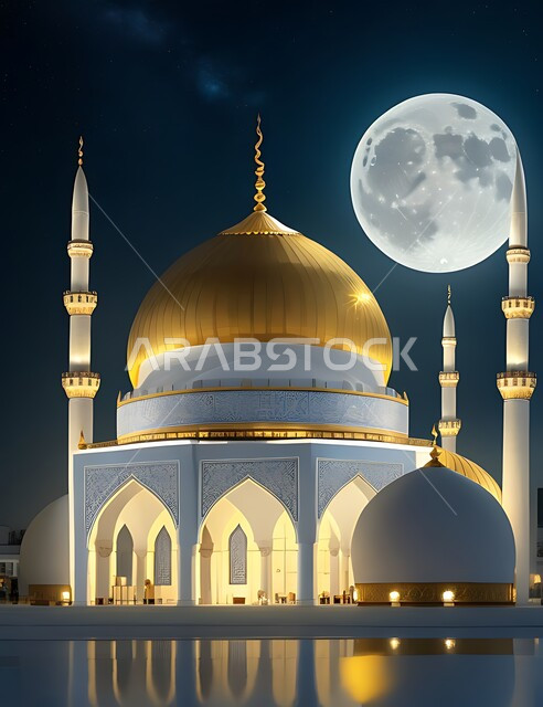 الفن الهندسي المعماري لبناء المساجد في المملكة العربية السعودية, المعالم الدينية الإسلامية المقدسة, القبب والمآذن الشامخة, أداء الفرائض والصلوات والتقرب إلى الله، مجسم ثلاثي الأبعاد لمسجد بتصاميم على الطراز الاسلامي