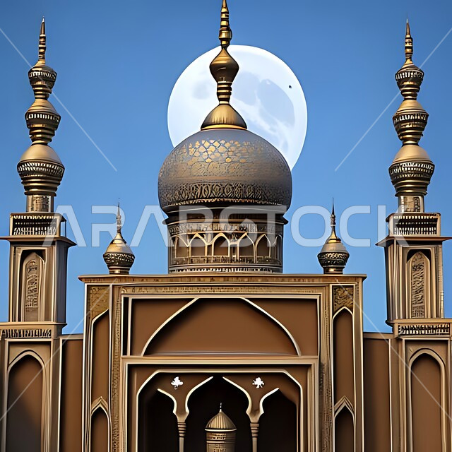 الفن الهندسي المعماري لبناء المساجد في المملكة العربية السعودية, المعالم الدينية الإسلامية المقدسة, القبب والمآذن الشامخة, أداء الفرائض والصلوات والتقرب إلى الله، مجسم ثلاثي الأبعاد لمسجد بتصاميم على الطراز الاسلامي