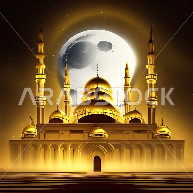 الفن الهندسي المعماري لبناء المساجد في المملكة العربية السعودية, المعالم الدينية الإسلامية المقدسة, القبب والمآذن الشامخة, أداء الفرائض والصلوات والتقرب إلى الله، مجسم ثلاثي الأبعاد لمسجد بتصاميم على الطراز الاسلامي