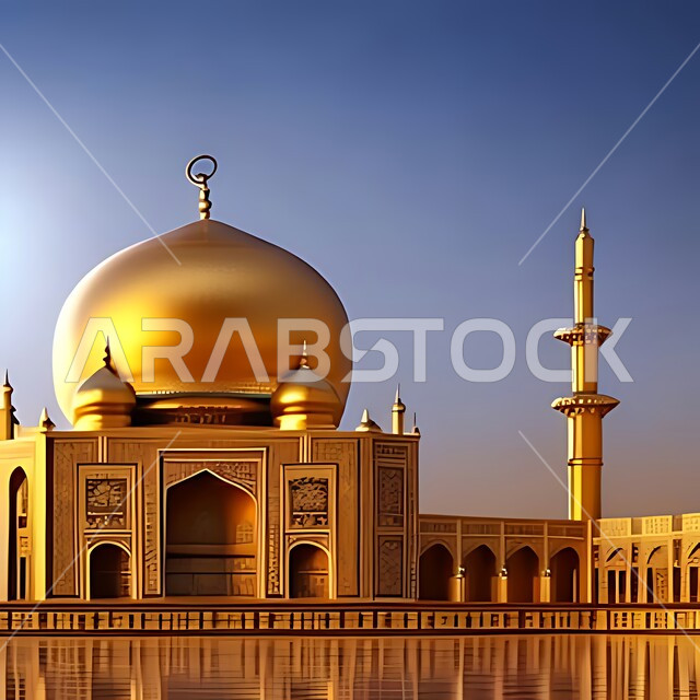 الفن الهندسي المعماري لبناء المساجد في المملكة العربية السعودية, المعالم الدينية الإسلامية المقدسة, القبب والمآذن الشامخة, أداء الفرائض والصلوات والتقرب إلى الله، مجسم ثلاثي الأبعاد لمسجد بتصاميم على الطراز الاسلامي