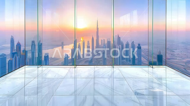 الفن الهندسي المعماري المتطور للمنشآت التجارية والسكنية، المباني والمنتجعات الفاخرة في الإمارات العربية المتحدة، صورة جوية لناطحات السحاب والأبراج في مدينة دبي، المدن السياحية الساحلية، مناظر طبيعية متميزة