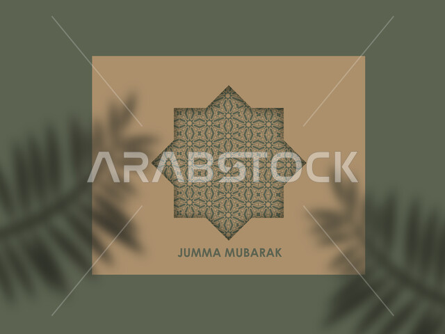 تهنئه بيوم الجمعة المبارك، عبارة جمعة مباركة باللون الاسود واللغة الانجليزية، قالب تصميم اسلامي ديني، لوحات عربية بعبارات وزخارف اسلامية، خلفية ملونة