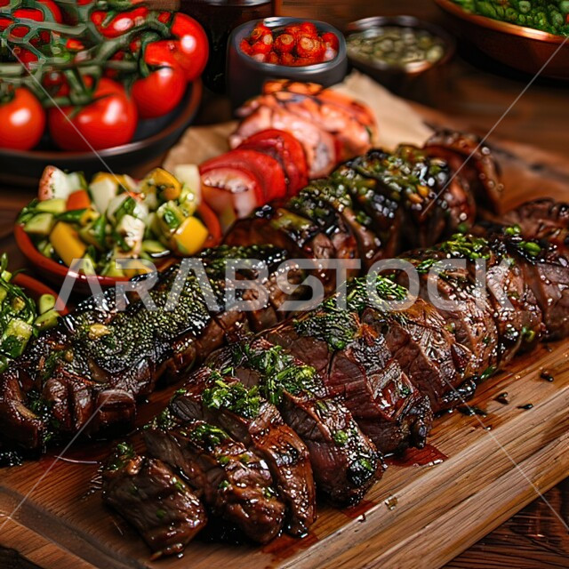 شرائح لحم الضأن المشوية المقطعة والمرتبة على طبق المزينة بالبقدونس المفروم, تحضير الوجبات الصحية مع المقبلات والسلطات, فنون تقديم الوصفات اللذيذة, مطاعم المأكولات الشرقية في السعودية