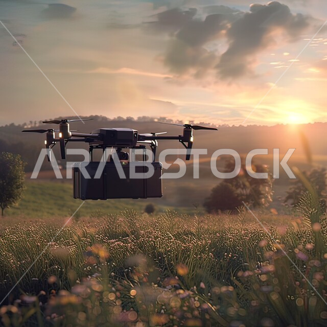 دمج التقنيات الحديثة والأجهزة التكنولوجية في مجال الزراعة, طائرة بدون طيار تحمل الماء وتنتقل فوق الحقول والبساتين السعودية, جهاز درون يقوم بسقاية النباتات والمحاصيل الزراعية البعيدة, تسهيل أعمال الفلاحة, توفير الوقت والجهد