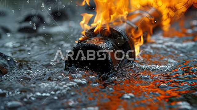 حريق يلتهم الأنابيب الواصلة بين أجزاء آلة التصنيع والتكرير ضمن البحر, مصنع تكرير النفط والغاز في المنطقة الصناعية بالسعودية, خطوط الأنابيب الفولاذية، صناعات ومشاريع بيتروكيماوية, تلوث وتسريب البترول إلى مياه البحار 