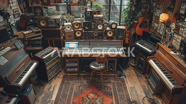 مفهوم هندسة الصوت, عرض مجموعة من مكبرات الصوت وآلات التسجيل والموسيقا, الديكور الداخلي البسيط لغرفة التعديل والمعدات, العمل في مجال الهندسة الصوتية في السعودية، الأنواع المختلفة للأدوات الموسيقية