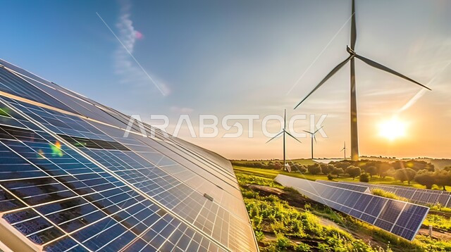 استخدام الطاقة المتجددة صديقة البيئة، محطة لتوليد الطاقة الكهربائية البديلة في المملكة العربية السعودية, حقول ألواح الخلايا الشمسية وعنفات الرياح الكبيرة, التنمية المستدامة الطبيعية