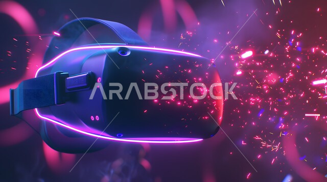 نظارات الفي ىر ثري دي، التطور التكنولوجي والتقني في المملكة العربية السعودية، محاكاة العالم الخيالي، خلفية ايقونات واضاءات بتقنية الهولوجرام ثلاثية الابعاد، نظارة الواقع الافتراضي الحديثة
