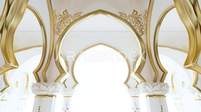 أماكن ومعالم اسلامية دينية مقدسة, الفن الهندسي المعماري والتصميم الداخلي للمساجد على الطراز العربي الاسلامي، ديكورات الأعمدة الداخلية للمسجد بنمط الموزاييك، العبادة والتقرب الى الله تعالى