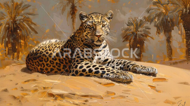 محميات طبيعية لتربية ورعاية الثدييات، الحيوانات البرية المفترسة، حدائق الحيوان في المملكة العربية السعودية، حيوان الفهد المنقط يقف وسط الصحراء، الكثبان الرملية الناعمة، خلفية الطبيعة