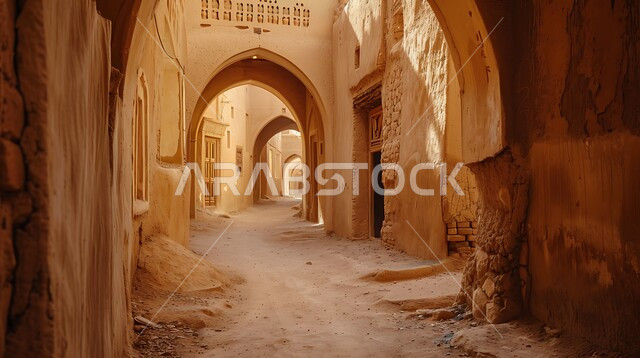 الدرعية العاصمة الأولى للسعودية، الأزقة القديمة والمباني الطينية في وضح النهار، إبراز التراث التاريخي والثقافي الغني للمملكة العربية، الفن المعماري القديم، المناطق التاريخية السياحية الوطنية