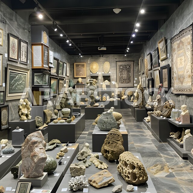 Heritage sculptures and statues in one of the exhibitions, pride in Saudi identity, interest and care for antiquities in the heritage and culture section, museums and historical cultural exhibitions, places that attract tourists from all over the world
