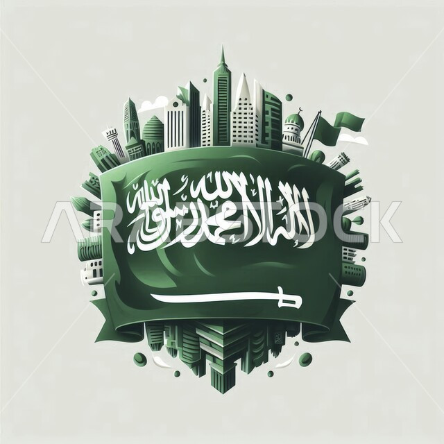 الاحتفال بذكرى اليوم الوطني 23 سبتمبر، راية التوحيد وسيف القوة، رفع علم المملكة العربية السعودية الاخضر في ١١ مارس، المناسبات والاعياد الوطنية، مفهوم حب الوطن والانتماء إليه، خلفية رمادية