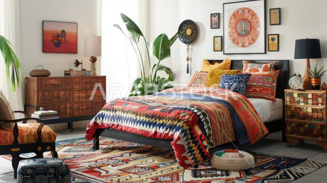 سرير كبير ومريح بتصميم حديث، غرفة نوم بتصاميم عصرية فاخرة، أثاث منزلي راقي، ديكورات منزلية داخلية، شقق وفلل سكنية في المملكة العربية السعودية، فنادق ومنتجعات فاخرة