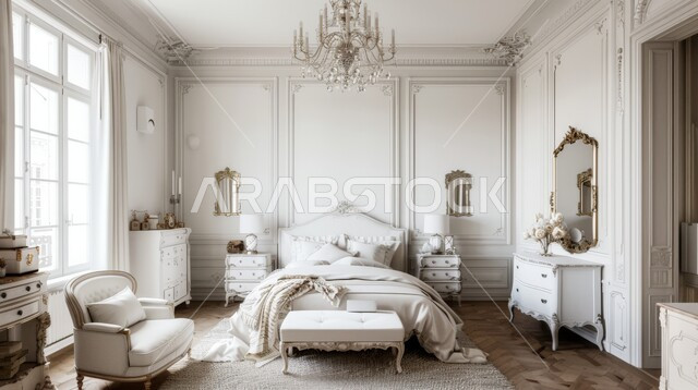 الواجهات والنوافذ الكبيرة، تصاميم منزلية داخلية، غرفة نوم بديكورات فاخرة، سرير كبير ومريح بتصميم حديث، تحف واكسسوارات عصرية، منتجعات وفنادق فاخرة، فلل وشقق سكنية في المملكة العربية السعودية، أثاث منزلي راقي