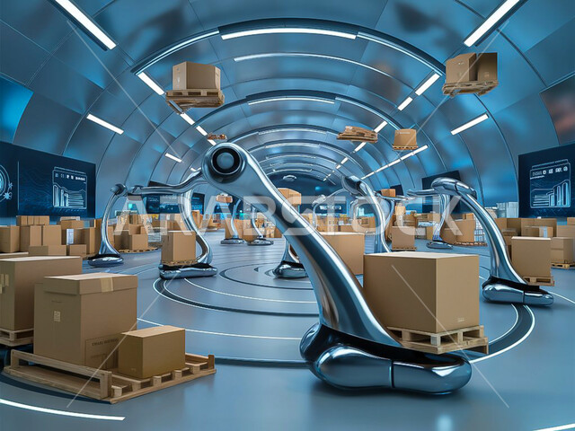 مستودعات آلية توفر خدمة التوصيل للعملاء، التسوق والطلبات عبر الإنترنت، توفير البضائع للزبائن, عملية شحن وتوصيل موثوقة، استخدام التقنيات الحديثة في مهام العمل، روبوتات ذكية تقوم بعملية نقل الصناديق، رؤية مستقبلية سعودية 2030 