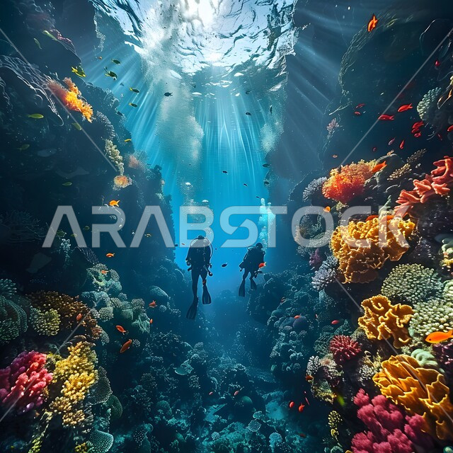 استكشاف الطبيعة المائية, غواصان عربيان خليجيان سعوديان في اعماق البحر الأحمر، الثروة السمكية في البحار والمحيطات، المحميات البحرية في المملكة العربية السعودية، النباتات المائية والشعاب المرجانية