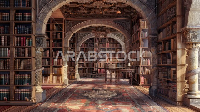 مكان للقراء ومحبي العلم والكتب والمعرفة، تصميم داخلي لمكتبة مليئة بالروايات والقصص المرتبة على الأرفف البيضاء، الديكورات الداخليه المتميزة، معالم وأماكن سياحية مشهورة في المملكة العربية السعودية,  كتب ومجلدات ثقافية وعلمية