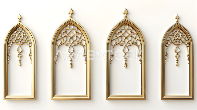   الهندسة الممزوجة بين العراقة والحداثة في المملكة العربية السعودية, ديكور يتم استخامه في المساجد ودور العبادة، الطراز الاسلامي في التصميمات الفنية، نقوش وديكورات إسلامية, رسومات دينية وزخرفات باللون الذهبي, أشكال وتصاميم ترمز لدين الإسلام