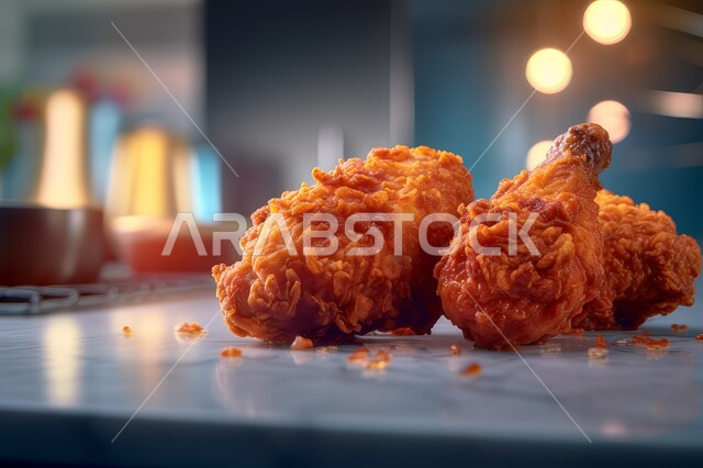 مجموعة من أفخاذ الدجاج المقلي المقرمش, دجاج البروستد الشهي، مطاعم المأكولات السريعة, وجبات غير صحيه