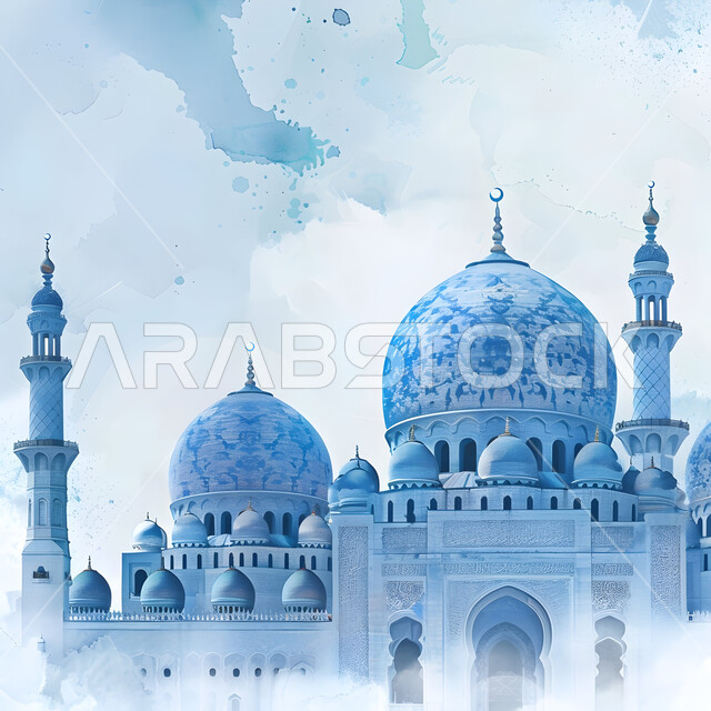 Distinctive decorations and designs in the Islamic style for domes and minarets, architectural engineering art in building mosques, worship and getting closer to God, the place for performing obligations and prayers.