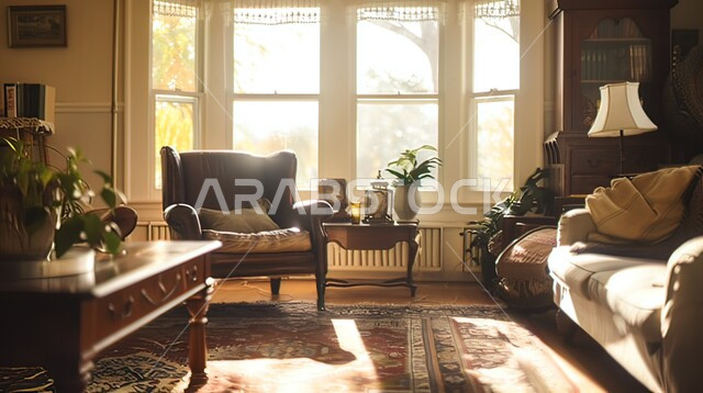  ديكور داخلي راقي للفلل والشقق السكنية في المملكة العربية السعودية, التصاميم الداخلية لغرف الجلوس، غرفة معيشة مع أثاث منزلي، الاهتمام في نباتات الزينة الخضراء