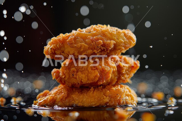  فنون التقديم في مطاعم المملكة العربية السعودية، وصفات وأكلات شرقية بنكهات متميزة، المأكولات العربية الشهية، صورة مقرّبة للدجاج المقلية, وجبات وأطباق الطعام