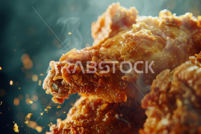  فنون التقديم في مطاعم المملكة العربية السعودية، وصفات وأكلات شرقية بنكهات متميزة، المأكولات العربية الشهية، صورة مقرّبة للدجاج المقلية, وجبات وأطباق الطعام