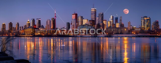 التقدم العمراني للمنشآت والمباني في المملكة العربية السعودية، رؤية سعودية مستقبلية 2030 ، صورة بانورامية لاطلالة للأبراج وناطحات السحاب على البحر، المناظر الطبيعية في المدن الساحلية، بناء مستقبل حضاري ومتطور، أماكن ومعالم سياحية مشهورة