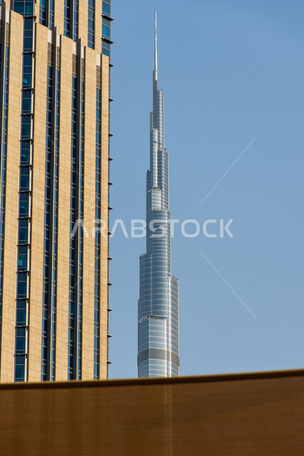 Burj Khalifa building in Dubai, arts and architectural designs of towers and skyscrapers in the United Arab Emirates, distinguished commercial and residential facilities, architectural development and progress