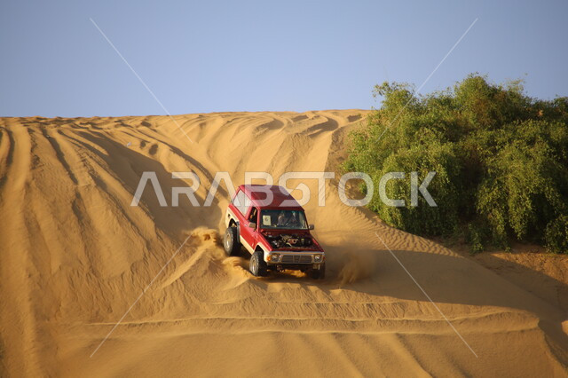 مغامرة شيقة في البيئة الصحراوية، مغامرات سفاري على الكثبان الرملية، قيادة سيارة الدفع الرباعي ( التطعيس ) ، نشاط صحراوي ممتع، الاستمتاع بممارسة الهوايات والأنشطة الترفيهية في مناطق الصحراء السعودية