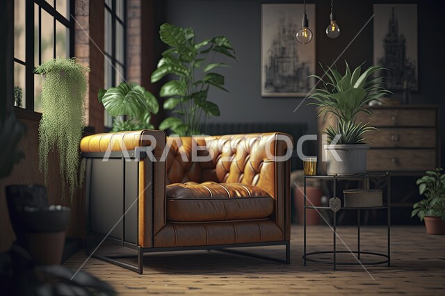 غرفة معيشة مع أثاث منزلي فاخر ، ديكور داخلي راقي للفلل والشقق السكنية في المملكة العربية السعودية ، الرعاية والاهتمام بنبات الزينة  المنزلية، التصاميم الداخلية لغرف الجلوس على الطراز الحديث