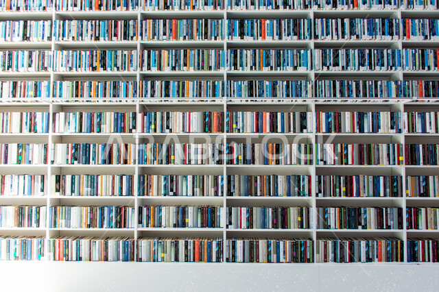  صرح معرفي مميز ومعلم ثقافي مشهور، منارة للثقافة والفكر، الفن الهندسي المعماري للمكتبات والمتاحف والمعارض في الامارات العربية المتحدة، مكان للقراء ومحبي العلم والمعرفة، رفوف الكتب في مكتبة محمد بن راشد الثرية بالمجلاات والمعاجم في امارة دبي